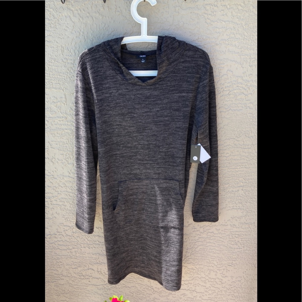 ❤️TACERA HOODED SWEATER DRESS/TUNIC GRAY SIZE L.  NWT